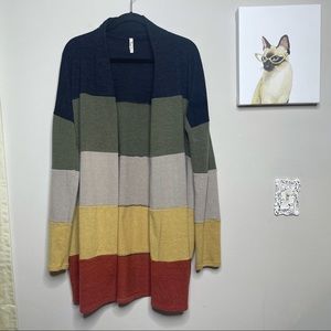 Beeson River Color Block Striped Open Front Sweater Size XL